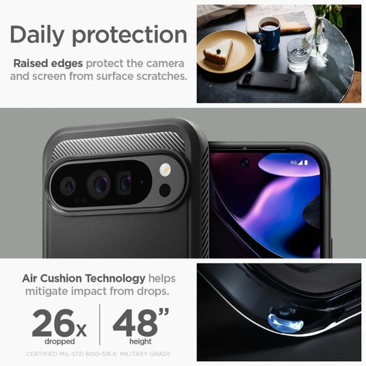 Google Pixel 9 Pro XL - Airbag-Like Corners Air Cushion Bumper Protective Technology, Slim Lightweight Soft TPU Raised Edge Protection Non-Slip Grip Cover Heavy Duty Series Case - i-Station Mobile Phone & Electronic Device Repair and Accessories