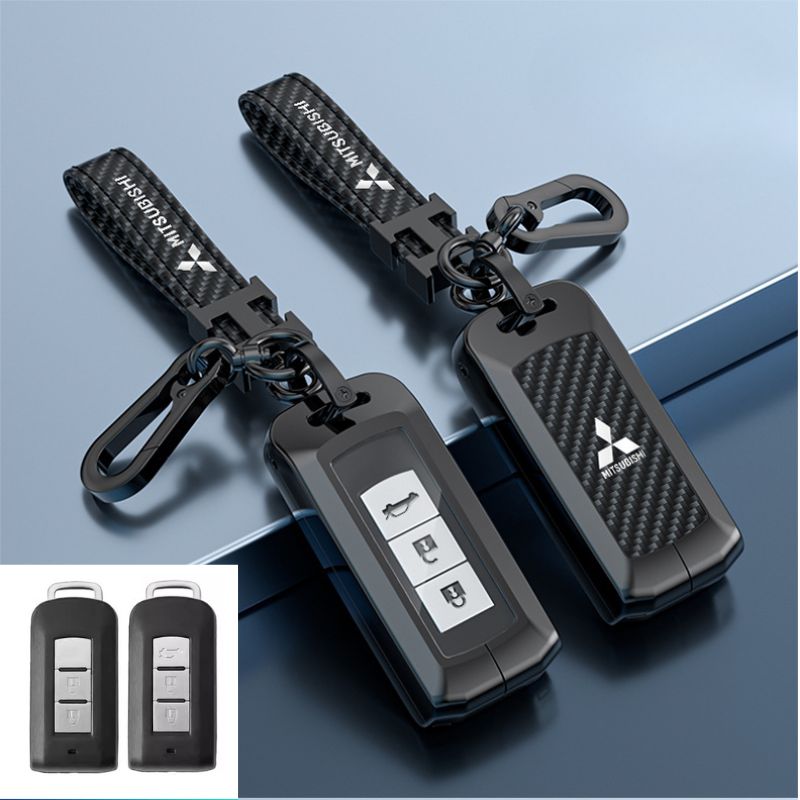 Load image into Gallery viewer, Mitsubishi Zinc Alloy + Carbon Fiber Texture Car Key Fob Case Cover For Outlander, Eclipse Cross, ASX, Pajero, Pajero Sport, Lancer EX - i-Station Mobile Phone & Electronic Device Repair and Accessories