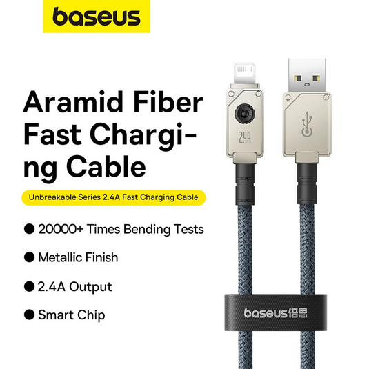 Baseus Unbreakable Series Fast Charging Data Cable USB to iP 2.4A 2m - i-Station Mobile Phone & Electronic Device Repair and Accessories