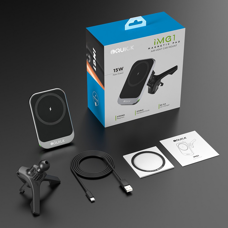 Load image into Gallery viewer, iQuick iMG1 Magnetic Pad Air-vent Car Mount 15W - i-Station Mobile Phone & Electronic Device Repair and Accessories
