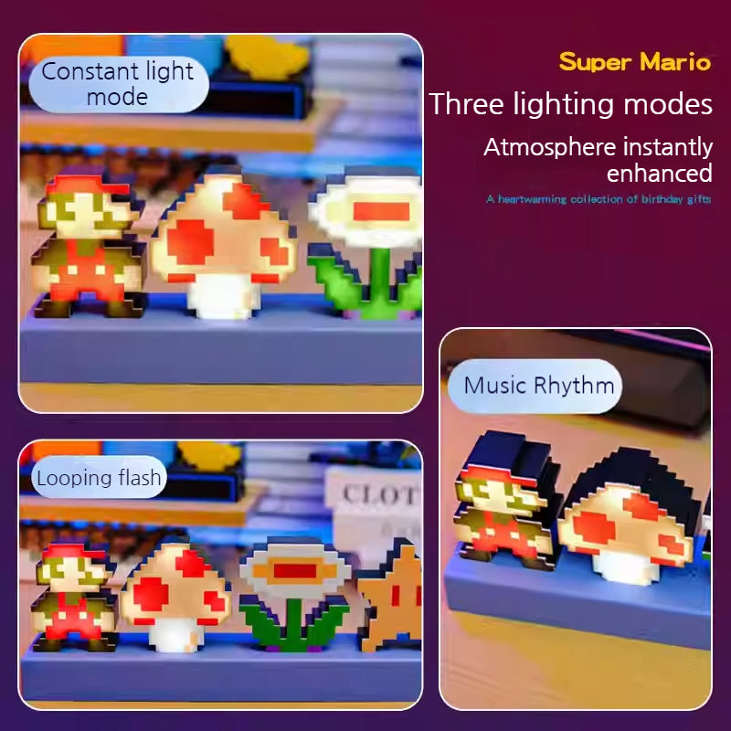 Load image into Gallery viewer, Super Mario - Light 3D Pixel Lamp LED Game Icon Night Light Colour Phasing Music Reactive for Bedroom Gaiming Room