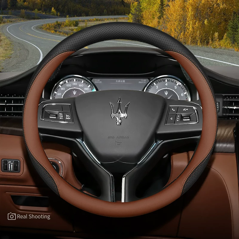 Load image into Gallery viewer, Maserati Premium Nappa Leather Breathable Ultra-Thin Non-Slip Steering Wheel Cover For Quattroporte, Ghibli, Levante - i-Station Mobile Phone & Electronic Device Repair and Accessories