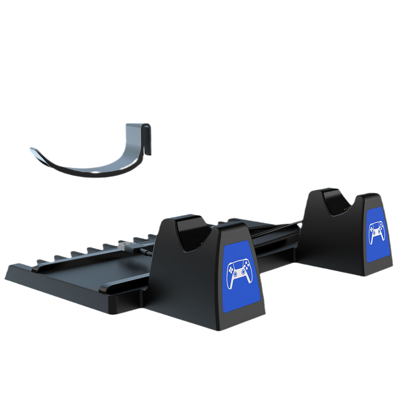 Load image into Gallery viewer, PlayStation PS5 Vertical Charging Dock Game Controller Charging Stand Storage Holder with Headset Hook Game Disc Container - Polar Tech Australia