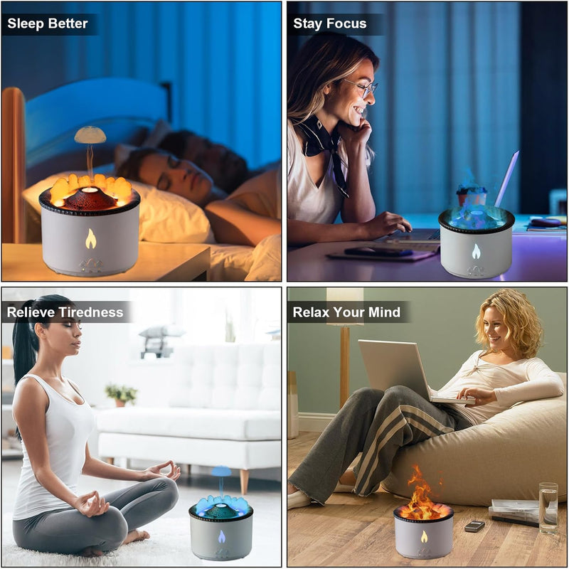 Load image into Gallery viewer, Volcano Humidifier Flame Aroma Diffuser Ultrasonic Essential Oil Scent Diffuser 300ml Large Capacity 2-in-1 Essential Oil Diffuser with Function Timer for Bedroom Home Office (Double Color Flame) - i-Station Mobile Phone & Electronic Device Repair and Accessories