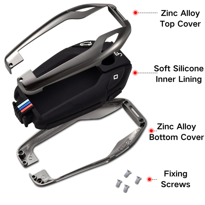 Load image into Gallery viewer, BMW Metal Shell & Soft Silicone Full Protection Car Key Fob Case Cover For 5, 6, 7 Series, X3, X5, X6, X7 - i-Station Mobile Phone & Electronic Device Repair and Accessories
