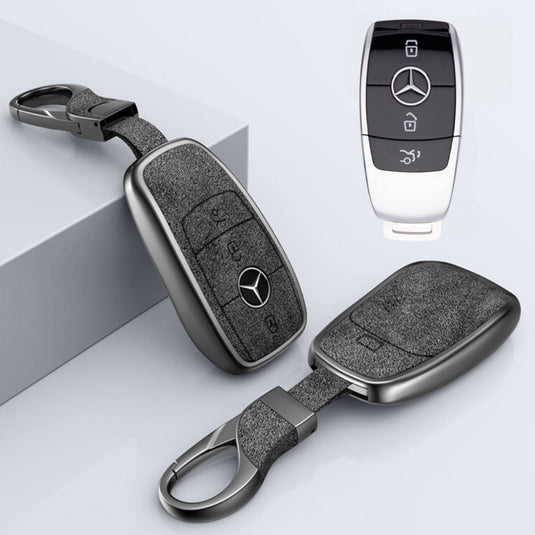 Mercedes Benz Aluminum Alloy Leather Car Key Fob Protection Case Cover For Benz A, C, E, S, G-Class, GLA, GLB, GLC, GLE, GLS, CLA, CLS, EQC - i-Station Mobile Phone & Electronic Device Repair and Accessories