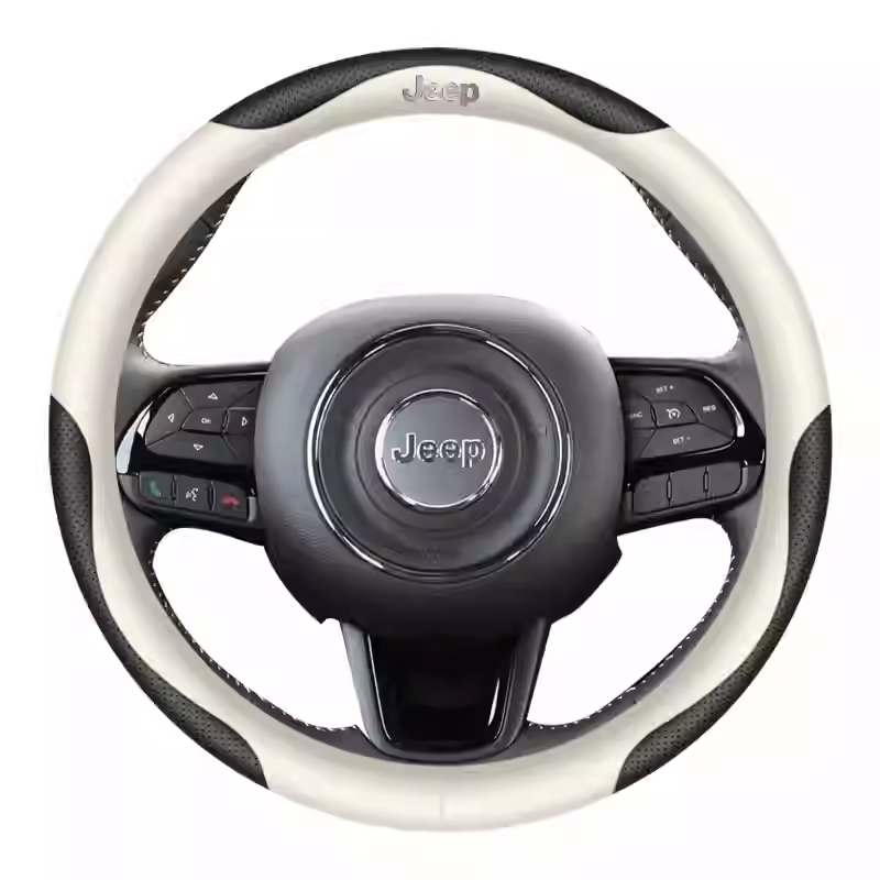Load image into Gallery viewer, Jeep Genuine Leather Spliced Design with Breathable & Anti-Slip Grip Steering Wheel Cover For Wrangler, Cherokee, Renegade, Grand Commander, Compass - i-Station Mobile Phone & Electronic Device Repair and Accessories