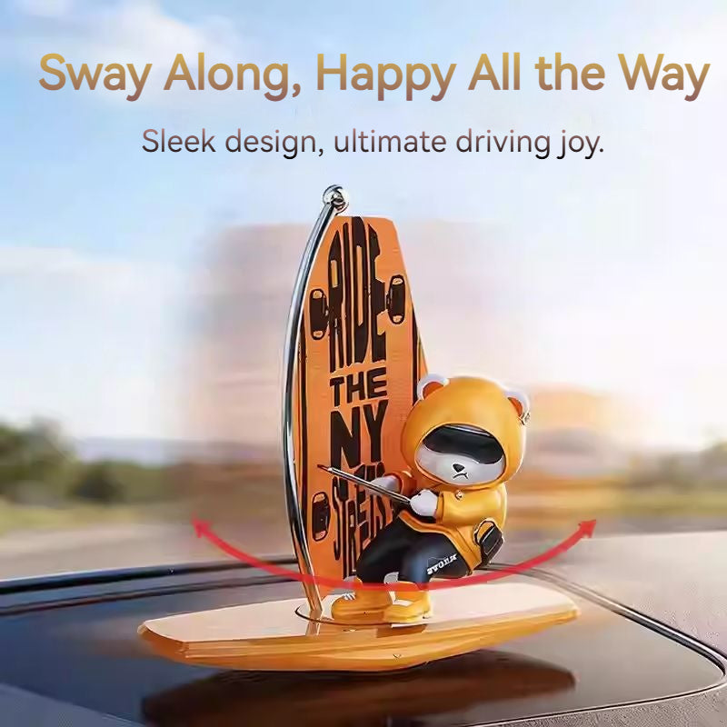 Load image into Gallery viewer, Surfing Bear Dashboard Ornament – Fun, Cute & Moves with Your Car
