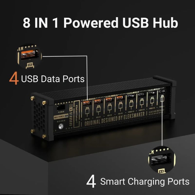 Load image into Gallery viewer, Eleksmaker NK6 USB Data Hub with Individual LED Power Switches & Voice Control RGB Light - i-Station Mobile Phone & Electronic Device Repair and Accessories