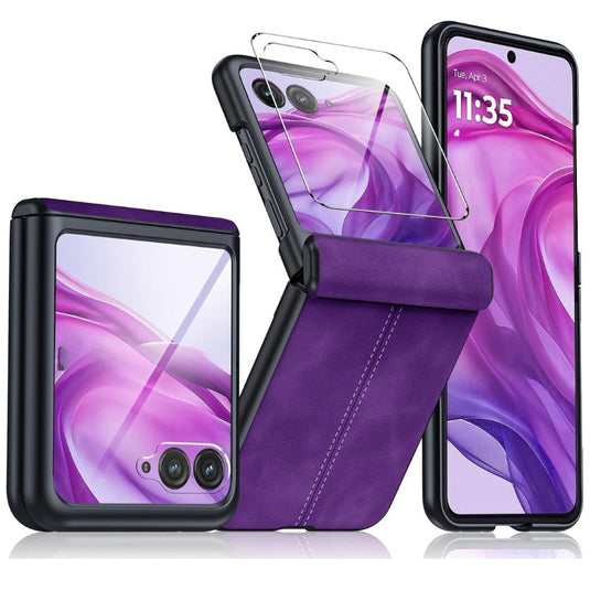 Motorola Moto Razr 60 - Hinge Protection & Thin PU Leather Matte PC Shockproof Case - i-Station Mobile Phone & Electronic Device Repair and Accessories