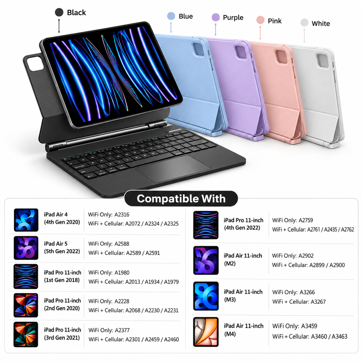 Apple iPad Magic Smart Floating Keyboard Case Multi-Touch Trackpad Magnetic Bluetooth Wireless Slim Protective Cover - i-Station Mobile Phone & Electronic Device Repair and Accessories