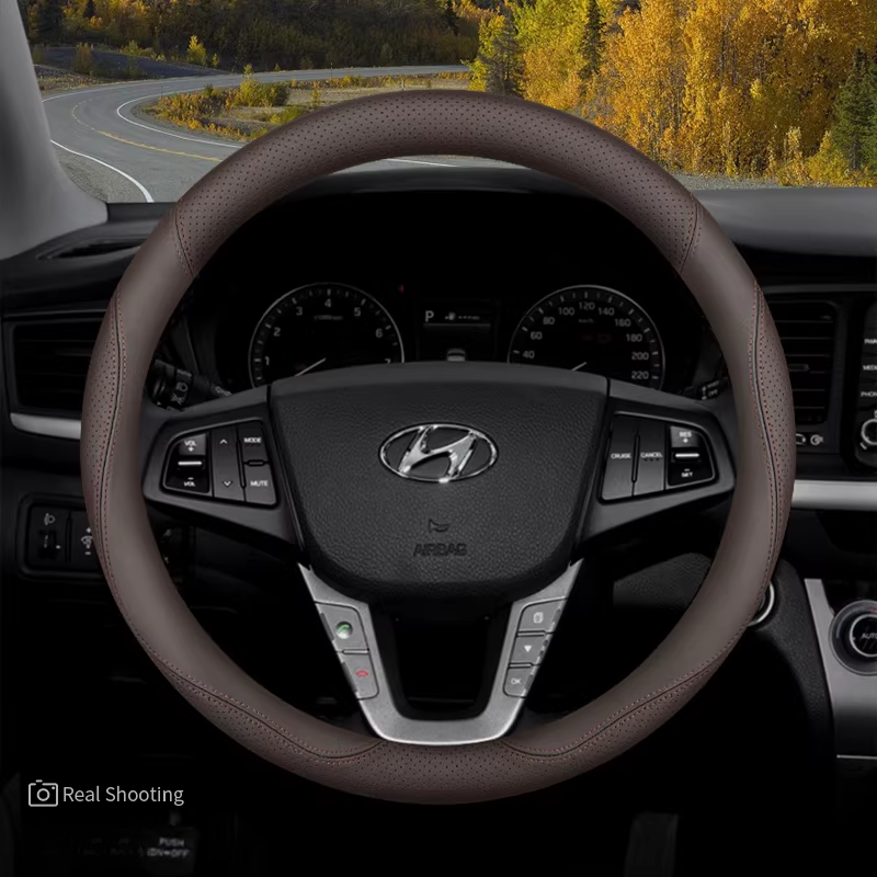 Load image into Gallery viewer, Hyundai Premium Nappa Leather Breathable Ultra-Thin Non-Slip Steering Wheel Cover For Elantra 7th Gen, Mistra, Lafesta, Tucson L, Custo, Mocha, ix35 - i-Station Mobile Phone & Electronic Device Repair and Accessories