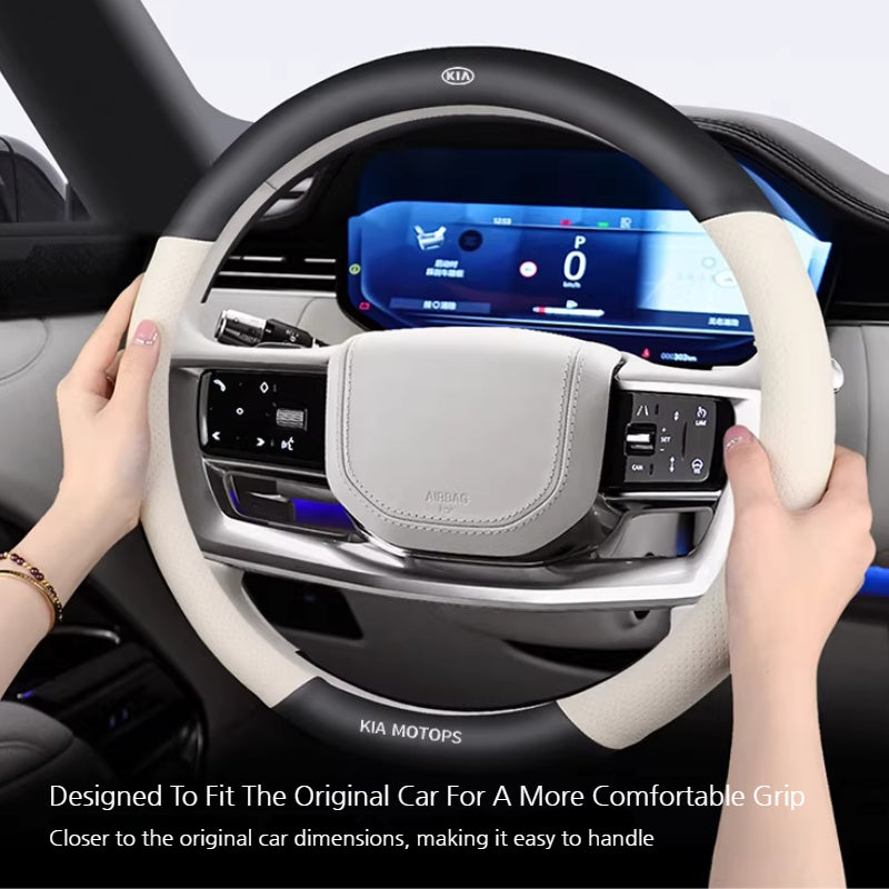 Load image into Gallery viewer, Kia Nappa & Carbon Fiber Car Steering Wheel Covers for K3, K5, K2, Sonet, Sportage, Seltos, KX3, Stonic, K4, KX5, Pegas, EV5