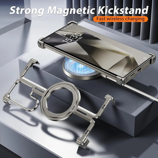 Samsung Galaxy S24/Plus/Ultra - Metal Frame Stand Magsafe Magnetic Phone Case - i-Station Mobile Phone & Electronic Device Repair and Accessories