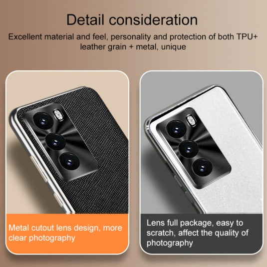 OPPO Reno12/Pro - Silver Edge Cross Texture PU Leather Phone Case - i-Station Mobile Phone & Electronic Device Repair and Accessories