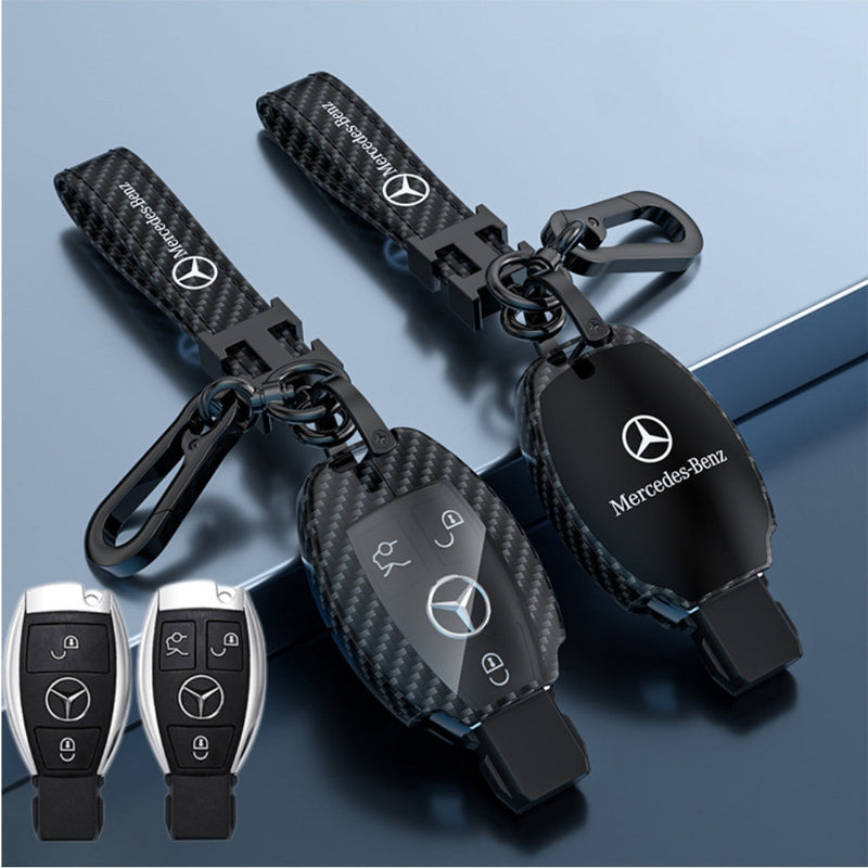 Load image into Gallery viewer, Mercedes Benz Zinc Alloy + Carbon Fiber Texture Car Key Case For Benz A, B, C, E, S, G-Class, GLA, GLB, GLC, GLE, GLS, CLA, CLS, EQC - i-Station Mobile Phone & Electronic Device Repair and Accessories