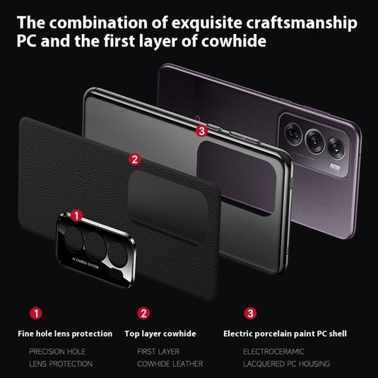 OPPO Reno13 / Pro - Electroplated Full Cover Genuine Leather Business Phone Case - i-Station Mobile Phone & Electronic Device Repair and Accessories