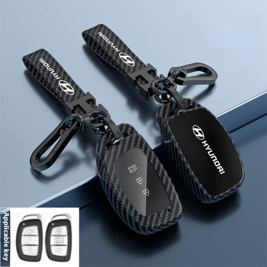 Hyundai Zinc Alloy + Carbon Fiber Texture Car Key Fob Case Cover For Palisade, Elantra, Accent, Kona, Santa Fe, Veloster - i-Station Mobile Phone & Electronic Device Repair and Accessories