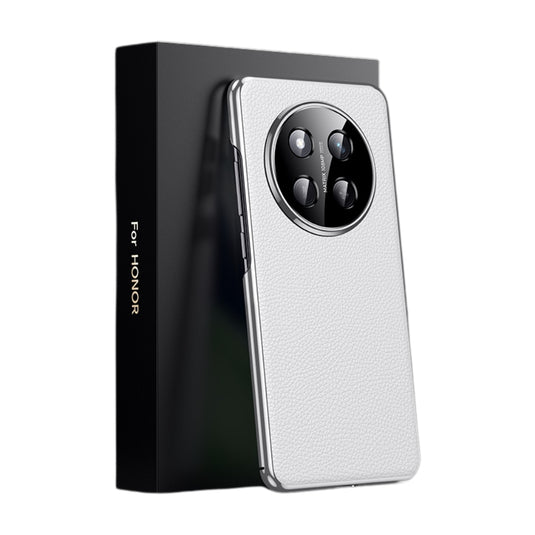 Honor 100/Pro - Electroplated Full Cover Genuine Leather Business Phone Case - i-Station Mobile Phone & Electronic Device Repair and Accessories