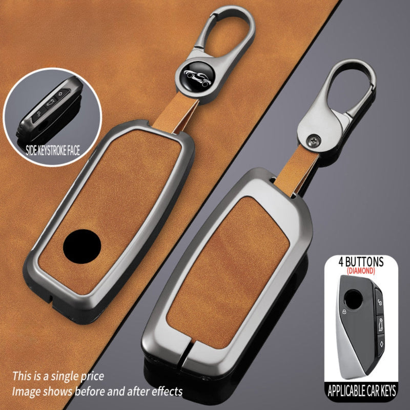 Load image into Gallery viewer, BMW Zinc Alloy + Leather Protection Car Key Fob Case Cover For X1, X6, X7, ix1, ix40, ix50 - i-Station Mobile Phone & Electronic Device Repair and Accessories