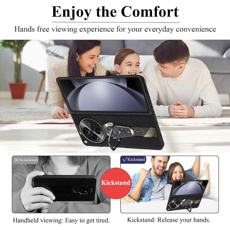 Load image into Gallery viewer, OPPO Find N (PEUM00) - Leather Silicone Magnetic Metal Ring Stand Shockproof Protective Case - i-Station Mobile Phone & Electronic Device Repair and Accessories