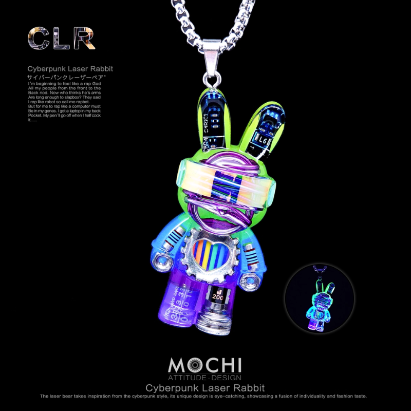 Load image into Gallery viewer, MOCHI Cyberpunk Laser Rabbit Keychain for Car Keys & Bag Pendant