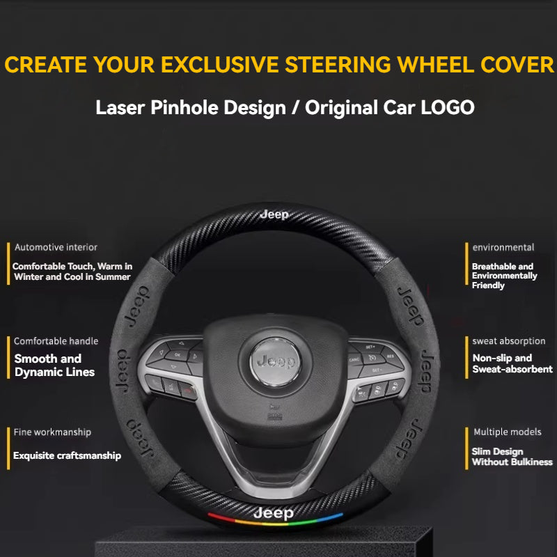 Load image into Gallery viewer, Jeep Leather-Texture Suede Durable, Sporty Feel Steering Wheel Cover For Compass, Grand Cherokee, Commander, Wrangler, Renegade, Liberty - i-Station Mobile Phone & Electronic Device Repair and Accessories