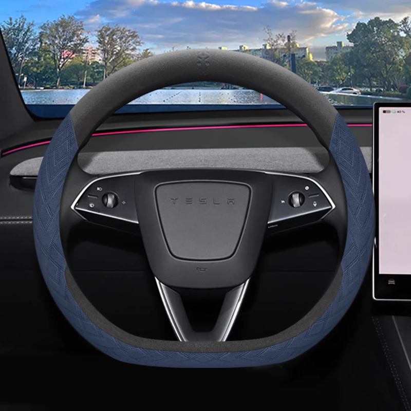 Load image into Gallery viewer, Tesla Soft Suede All-Season Comfort & Anti-Slip Steering Wheel Cover For Model Y, Model 3