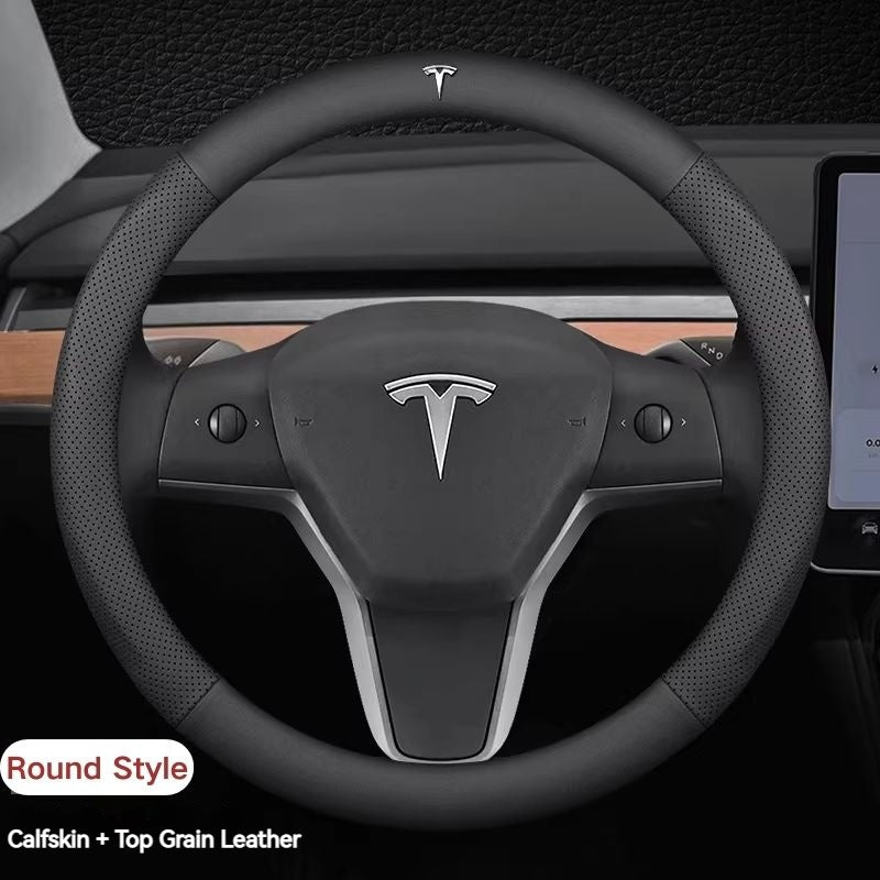 Load image into Gallery viewer, Tesla Genuine Cowhide Leather Steering Wheel Cover For Model 3, Model Y, Model S, Model X - i-Station Mobile Phone & Electronic Device Repair and Accessories