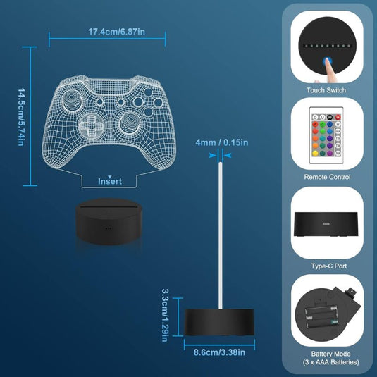 3D Gamepad Night Light Desk Lamps Kids Room Decor Best Festival Birthday Gifts for Game Fan - i-Station Mobile Phone & Electronic Device Repair and Accessories