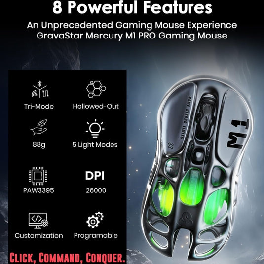 GravaStar Wireless Gaming Mouse Mercury M1 Pro, Lightweight Magnesium Alloy Gaming Mouse, 26,000 DPI - i-Station Mobile Phone & Electronic Device Repair and Accessories