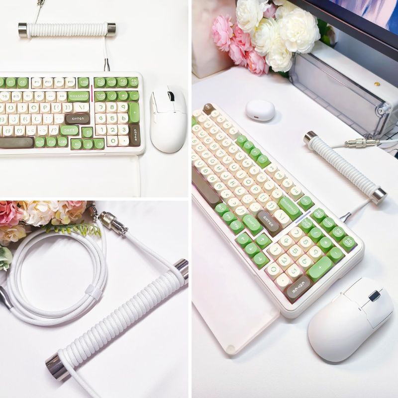 Custom Coiled 1.8M USB C Cable for Gaming Keyboard, Double-Sleeved Mechanical Keyboard Cable with Detachable Metal Aviator - i-Station Mobile Phone & Electronic Device Repair and Accessories