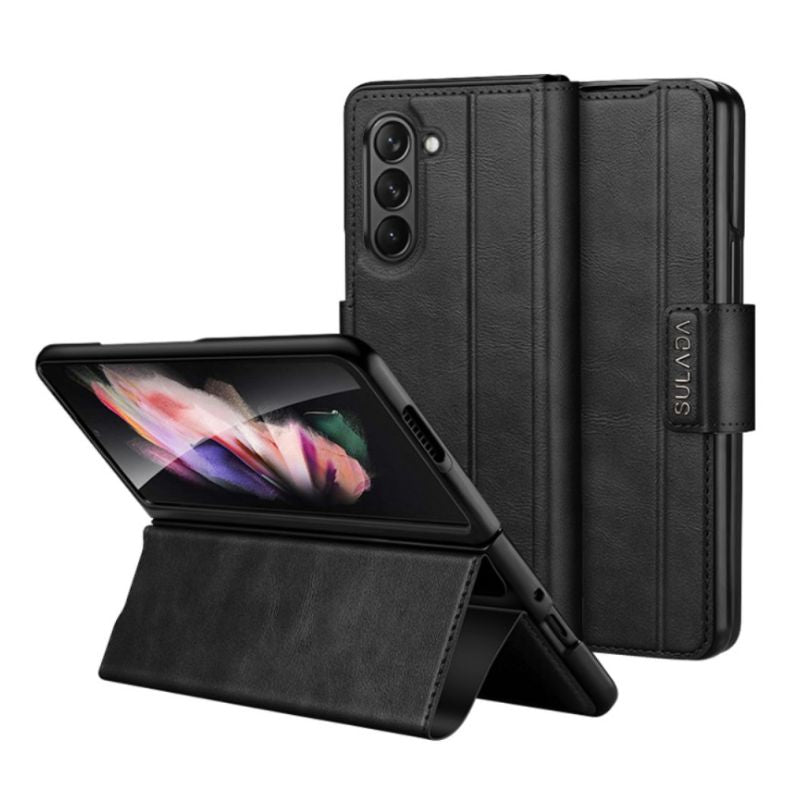 Load image into Gallery viewer, Samsung Galaxy Z Fold 4 Full-wrap Plain Leather Foldable Stand Magnetic Closure Case - i-Station Mobile Phone & Electronic Device Repair and Accessories