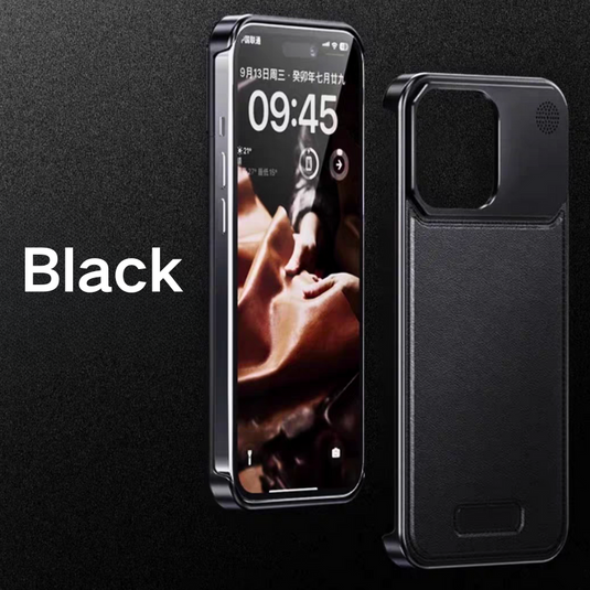 Apple iPhone 16/Pro/Pro Max Leather Titanium Gray Metal Frameless Telescopic Essentials Series Case - i-Station Mobile Phone & Electronic Device Repair and Accessories