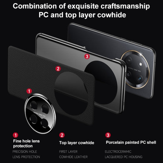 Honor 100/Pro - Electroplated Full Cover Genuine Leather Business Phone Case - i-Station Mobile Phone & Electronic Device Repair and Accessories