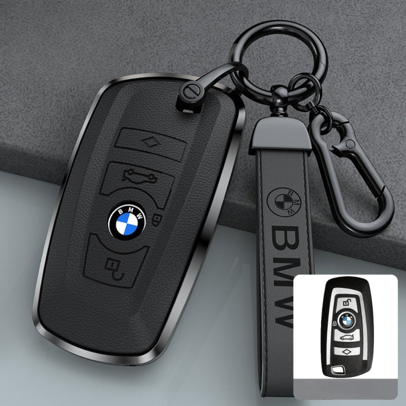 Load image into Gallery viewer, BMW Zinc Alloy + Leather Protection Car Key Fob Case Cover For 1, 2, 3, 5, 7 Series, X3, X5, X6 - i-Station Mobile Phone & Electronic Device Repair and Accessories