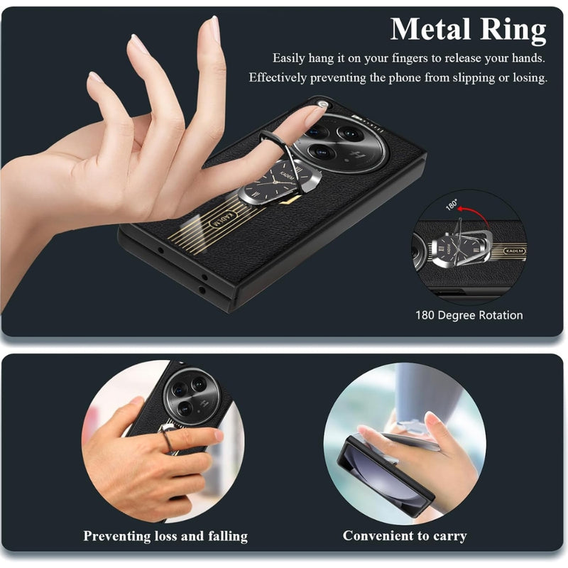 Load image into Gallery viewer, OPPO Find N (PEUM00) - Leather Silicone Magnetic Metal Ring Stand Shockproof Protective Case - i-Station Mobile Phone & Electronic Device Repair and Accessories