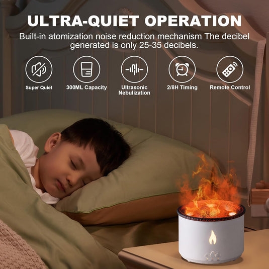 Volcano Humidifier Flame Aroma Diffuser Ultrasonic Essential Oil Scent Diffuser 300ml Large Capacity 2-in-1 Essential Oil Diffuser with Function Timer for Bedroom Home Office (Double Color Flame) - i-Station Mobile Phone & Electronic Device Repair and Accessories