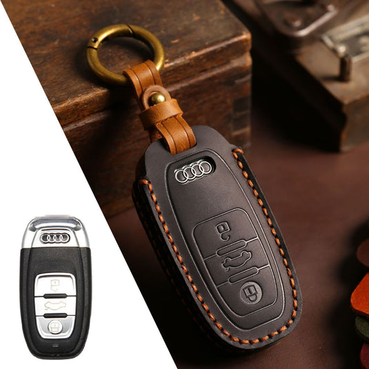Audi Handcrafted Genuine Leather Car Key Fob Case Cover For A3, A4, A5, A6, A8, Q2, Q5, Q7, Q8, e-tron - i-Station Mobile Phone & Electronic Device Repair and Accessories