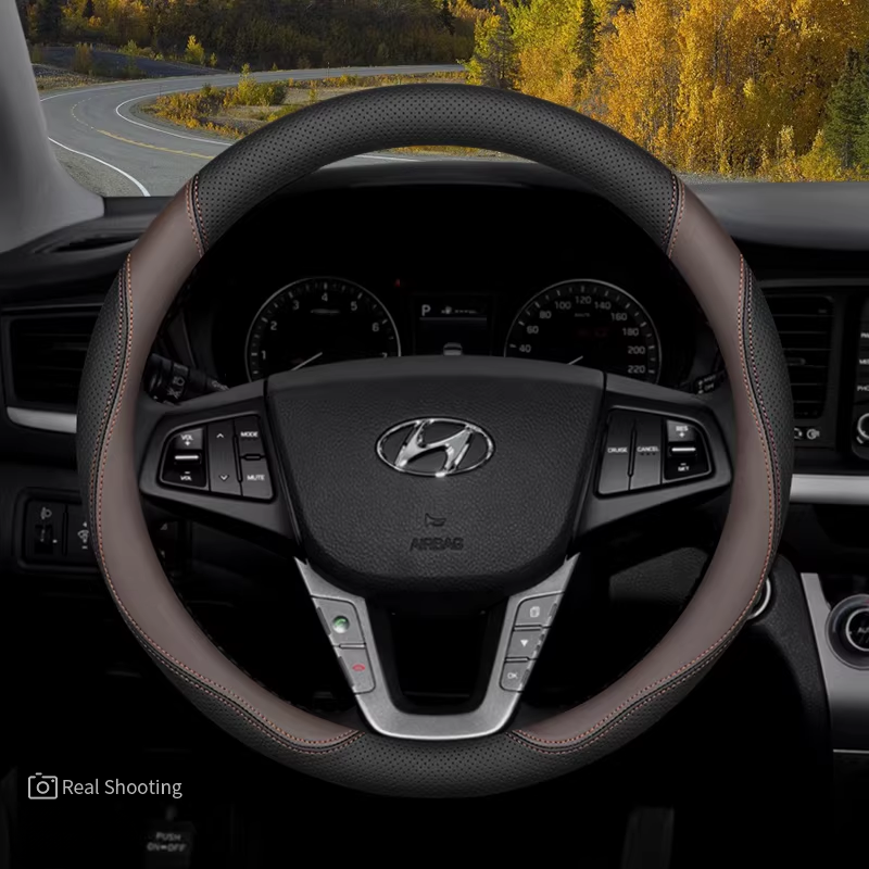 Load image into Gallery viewer, Hyundai Premium Nappa Leather Breathable Ultra-Thin Non-Slip Steering Wheel Cover For Elantra 7th Gen, Mistra, Lafesta, Tucson L, Custo, Mocha, ix35 - i-Station Mobile Phone & Electronic Device Repair and Accessories