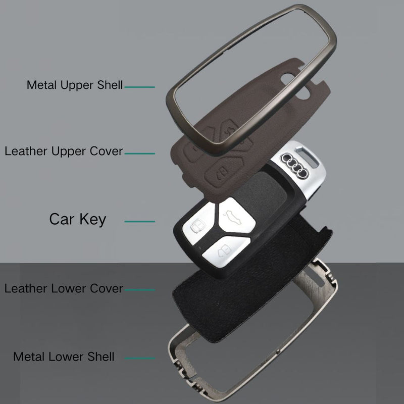 Load image into Gallery viewer, Audi Zinc Alloy + Leather Car Key Fob Case Cover For A4, A5, A6,A8, Q2, Q5, Q7 - i-Station Mobile Phone & Electronic Device Repair and Accessories