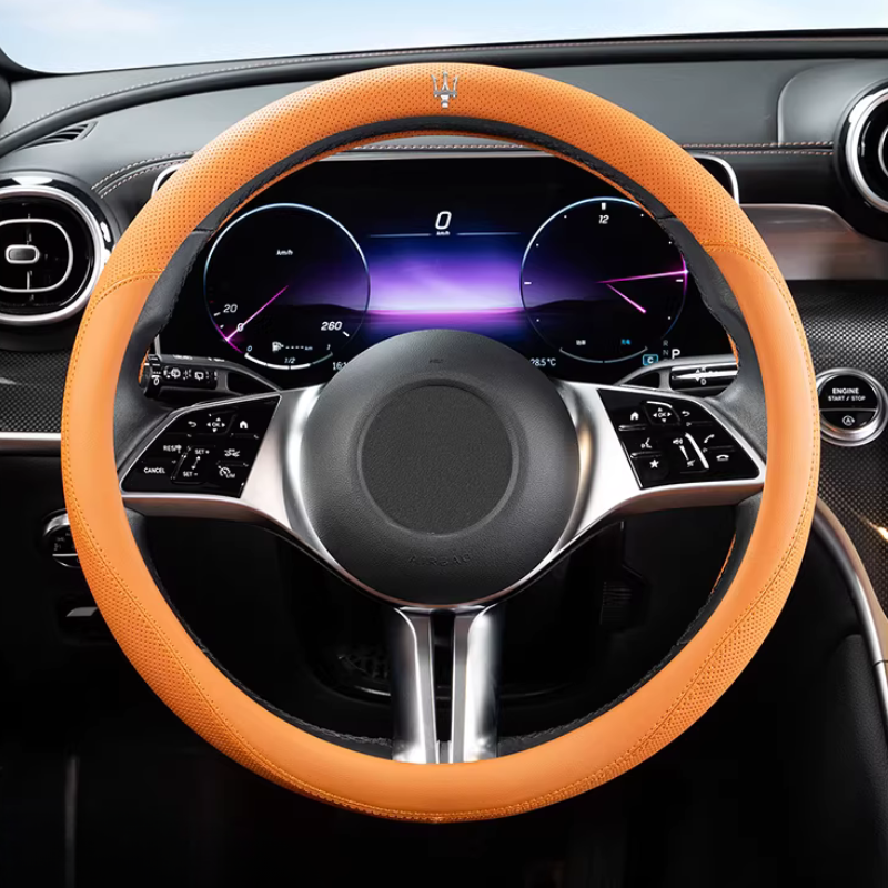 Load image into Gallery viewer, Maserati Nappa Leather Breathable Steering Wheel Cover for Quattroporte, Ghibli, Levante, MC20 - i-Station Mobile Phone & Electronic Device Repair and Accessories