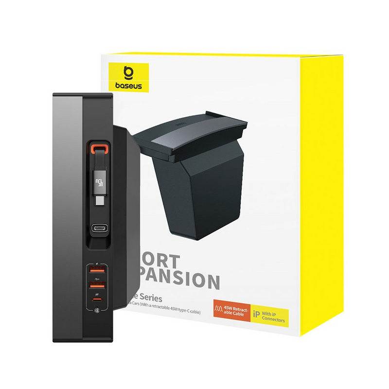 Load image into Gallery viewer, Baseus T-Space Series HUB for Tesla Cars (With a retractable 45W type-C cable) - Cluster Black - i-Station Mobile Phone & Electronic Device Repair and Accessories