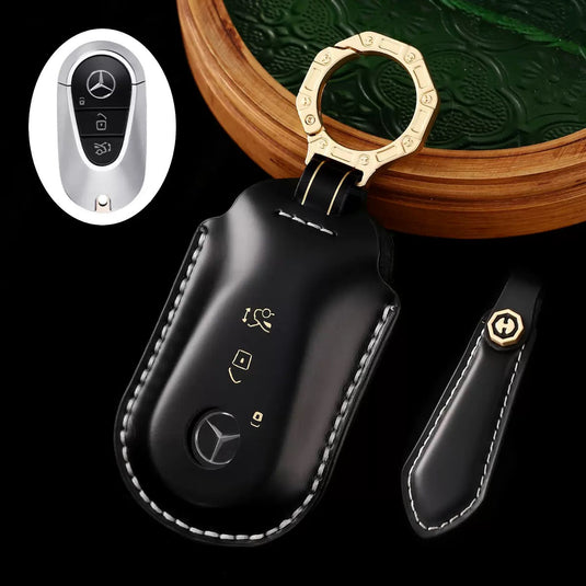 Mercedes Benz Genuine Leather Protection Car Key Fob Case Cover For Benz A, C, E, S-Class, GLC, GLE, GLS, GLS, EQC, EQS - i-Station Mobile Phone & Electronic Device Repair and Accessories