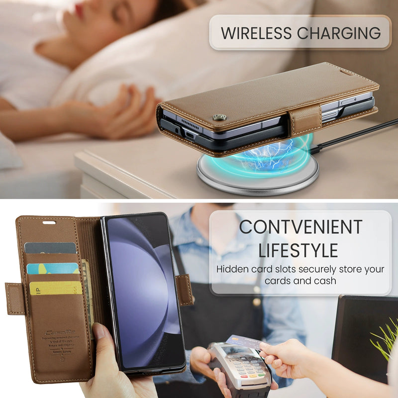 Load image into Gallery viewer, Samsung Galaxy Z Fold 6 (SM-F956) Premium Leather Shockproof Wallet Series Case - i-Station Mobile Phone & Electronic Device Repair and Accessories