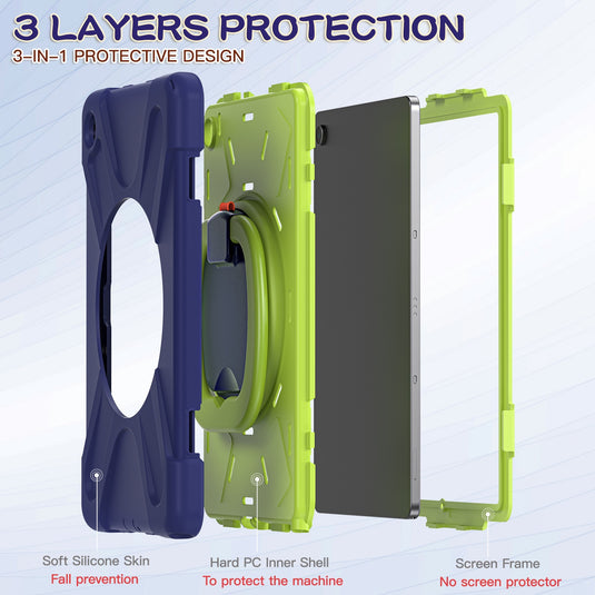 Samsung Galaxy Tab A7 lite 8.7" 2021 (T220/T225) Silicone + PC 360-Degree Rotating Stand Full Protection Case With Strap - i-Station Mobile Phone & Electronic Device Repair and Accessories