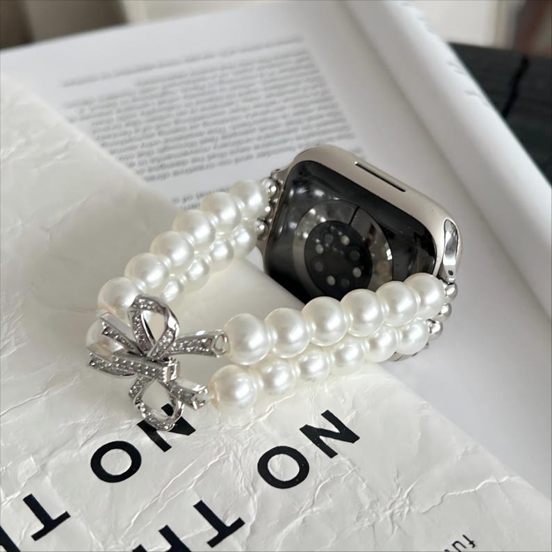 Load image into Gallery viewer, Apple Watch Series 1/2/3/4/5/6/SE/7/8/9/Ultra - Bowknot Pearl Elastic Watch Band - i-Station Mobile Phone & Electronic Device Repair and Accessories