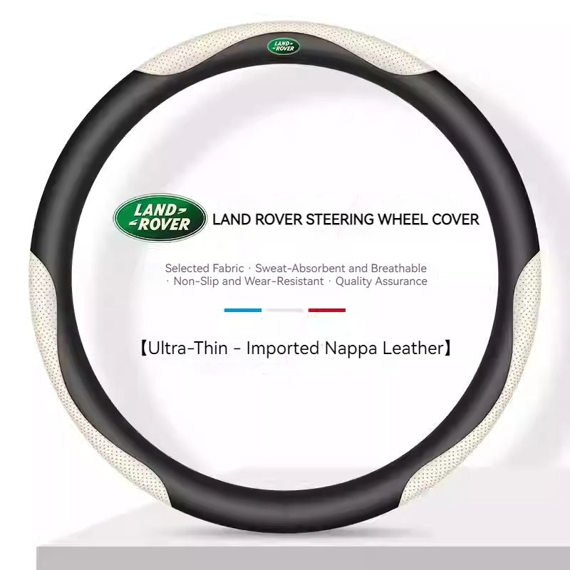 Load image into Gallery viewer, Land Rover Genuine Leather Spliced Design with Breathable & Anti-Slip Grip Steering Wheel Cover For Range Rover, Velar, Evoque, Discovery, Defender