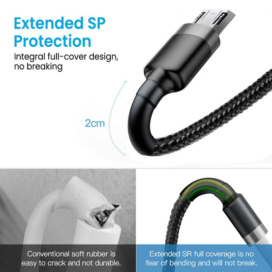 iQuick Braided Double Side Insertion Micro USB to USB-A Fast Charging Cable 0.3M - i-Station Mobile Phone & Electronic Device Repair and Accessories