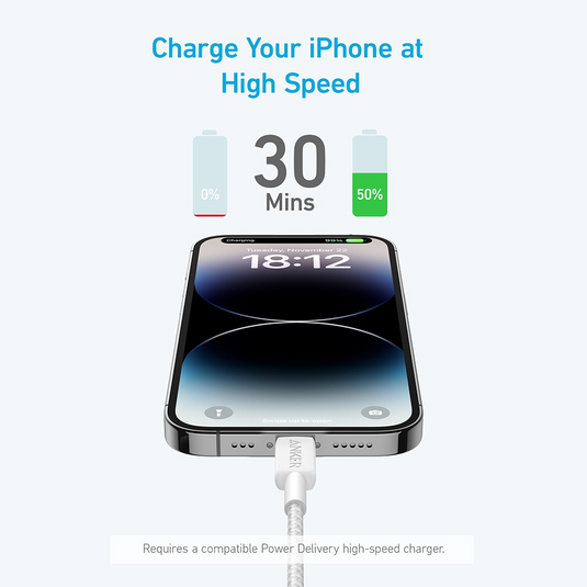 Anker 322 USB-C to Lightning Cable (6ft Braided) - i-Station Mobile Phone & Electronic Device Repair and Accessories